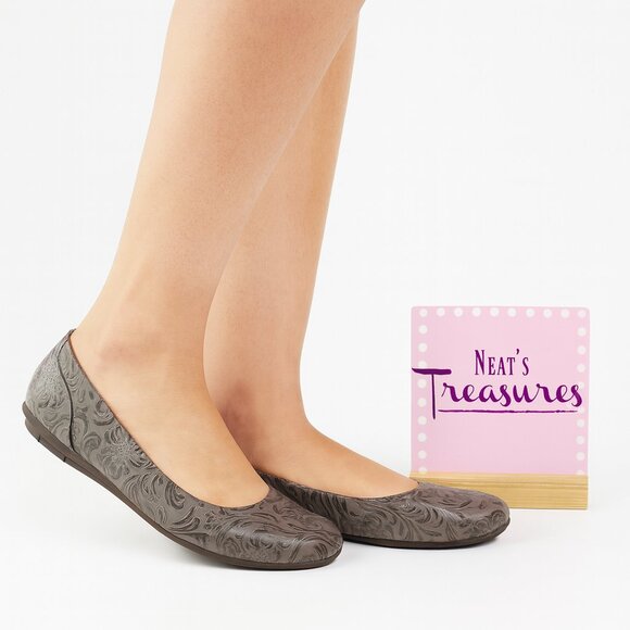 BOC Born Concept CBTE18 Gray Black Floral Slip On Ballet Flats Shoes Size 8.5 M - Picture 1 of 15